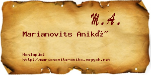 Marianovits Anikó névjegykártya